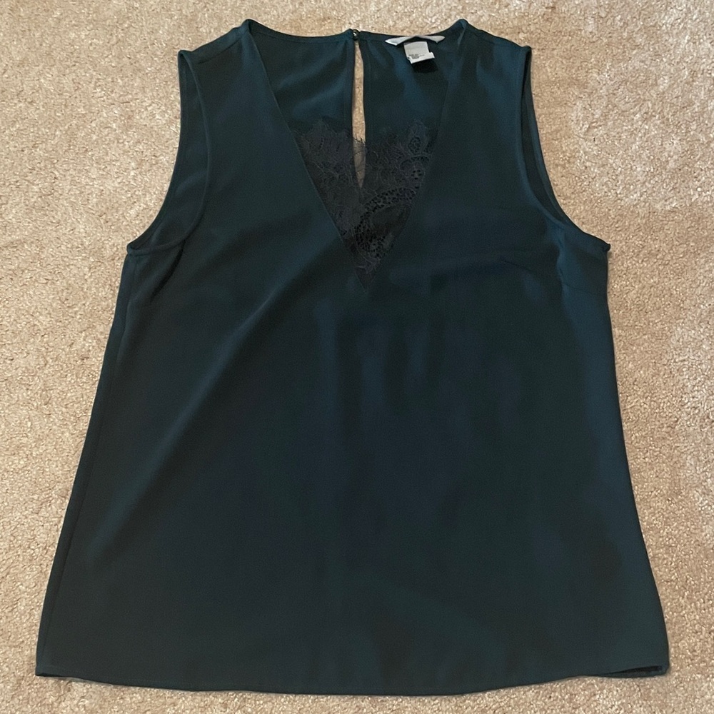 H&M Forest Green V-Neck Blouse